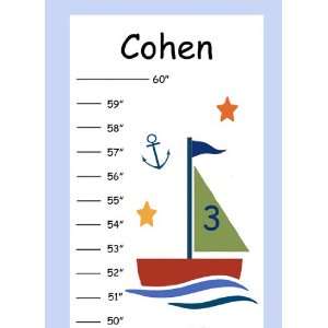   Personalized Baby Boats & Whales Canvas Growth Chart 