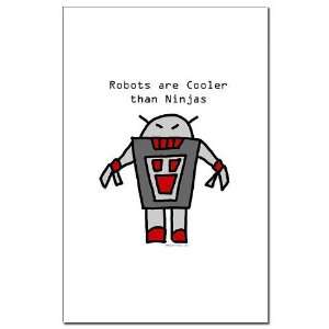  Robots are Cooler than Ninjas Retro Mini Poster Print by 