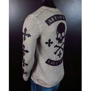  Thermal Shirt SPEED KILLS Henley Leather Skulls and Crosses  
