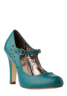 Cute Triangle Heel in Teal Blue  Mod Retro Vintage Heels  ModCloth 