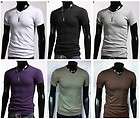 New Mens Slim Fit V neck T shirt Short Sleeve Muscle Tee Size S~XL