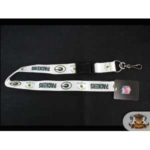  NFL Licensed Green BAY Packers   White Detachable 25 Lanyard 