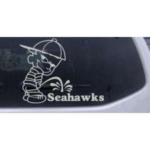 Pee on Seahawks Car Window Wall Laptop Decal Sticker    Silver 28in X 