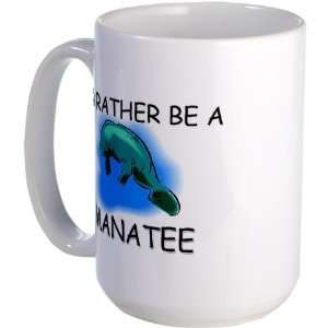  Id Rather Be A Manatee Cow Large Mug by  