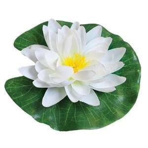   Laguna Silk Water Lily with Plastic Float   White   5.5