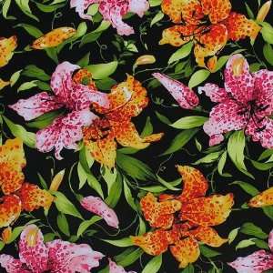  45 Wide Michael Miller Tiger Lily Black Fabric By The 