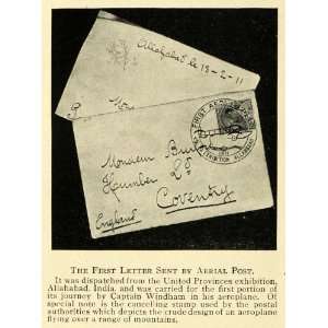  1911 Print Aerial Post Airplane England Allahabad India 