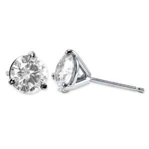  14KW 7.5mm 3 Prong Round Studs/Screw Back Earrings 