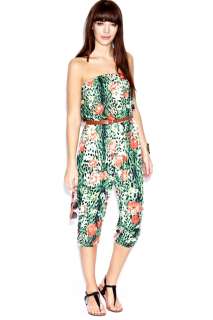    Jumpsuits  Arrietty Bandeau Animal & Rose Print Jumpsuit