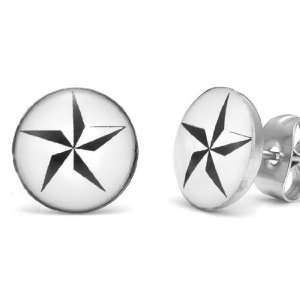    Combat Studs Stainless Steel Mens Star Stud Earrings Jewelry