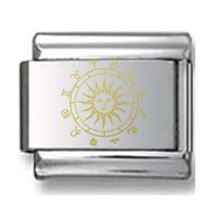Zodiac Sun Gold Laser Italian Charm