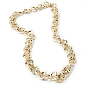    18K Gold 20 Textured & Polished Rolo Link Necklace Jewelry