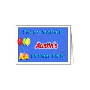  Austins Birthday, Invitation to the Party Card Toys 