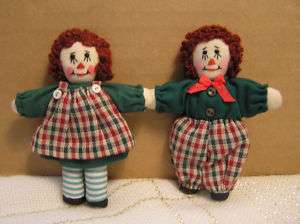 World of Miniature Bears 3 Raggedy Ann & Andy Type Dolls Doll  