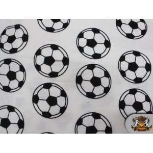  Printed Flannel Soccer Ball White / By the Yard 