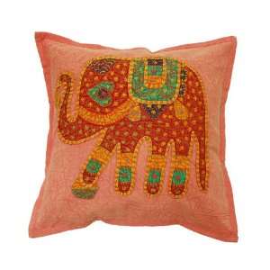 Elephant Patch Cotton Cushion Covers with Thread Embroidery Work Size 