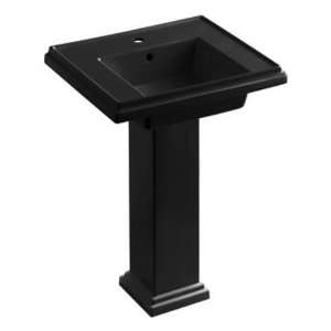    inch Pedestal Lavatory with Single Hole Faucet Drilling, Black Black