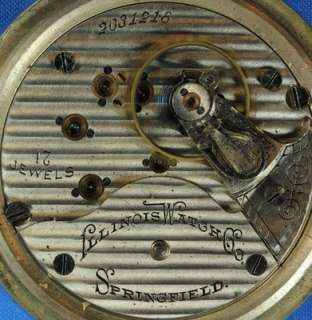Circa 1907 Illinois Antique Open Face Mechanical Pocket Watch 17j 20s 