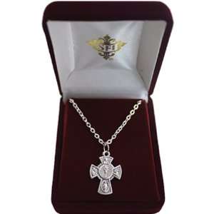 Silver Plated Necklace with 18 Chain and 1 Pendant of Cross wiith 