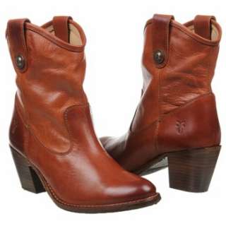 Womens Frye Jackie Button Short Cognac Leather Shoes 