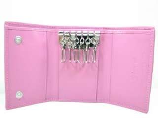 Genuine Pink Crocodile Leather Trifold Keychain Wallet  