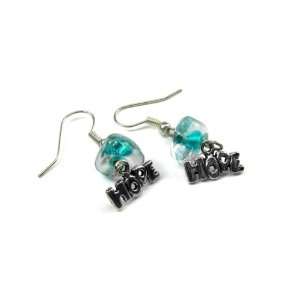   Foil Glass Fashion Earrings with Silver Plated Hope Dangles Jewelry