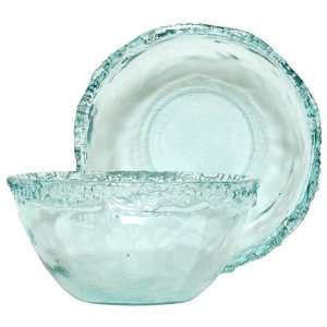 Spanish Recycled Textured Glass Extra Large Round Salad Bowl 12.75Dx5 