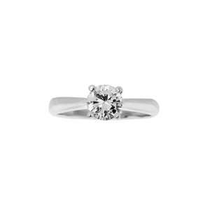 14k White Gold, Simple Solitaire Engagement Ring with Round Brilliant 