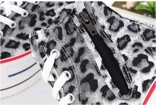 Women Canvas Platform Sneakers Leopard Gray US 6/7/8  