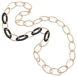   Collection 18k Pink Gold & Carved Wood Oval Link Long Necklace