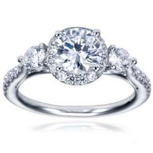 18K White Gold Contemporary Halo Engagement Ring   Does not Include 