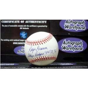   Ralph Branca Signed Baseball   inscribed 44 53 56
