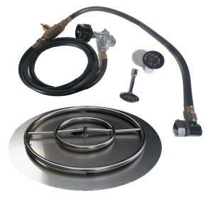  30in SS Fire Pit Ring Burner Kit with Pan LP Connection 