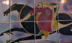 EAMES ART ABSTRACT STYLIZED MID CENTURY MODERNIST LARGE TILE WALL ART 