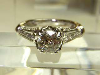   Diamond Ring Antique Art Deco Style 14k White Gold 1.21ctw sz 6.5