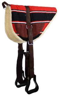 Bareback Pad w Stirrups Saddle Maroon Black Navajo Print Horse Size 