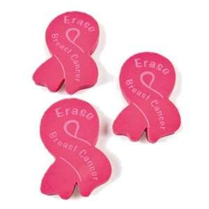  Pink Ribbon Erasers for Bunco   1 Doz Toys & Games
