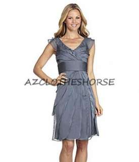   Adrianna Papell Stream Tiered Chiffon Pleated Cocktail Dress 14  