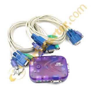Ports KVM Switch Box + 2 KVM PS/2 Kabel MT 270S PC  