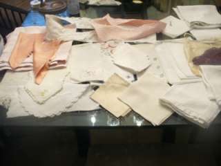 VINTAGE HUGE LOT OF MIXED LINENS *28* as is SOME PERFECT *Must See 