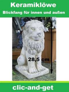 Löwenstatue Löwe Statue Figur Garten Keramik 29cm Antik  