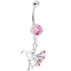    Pink Gem Winged Forest Fairy Belly Ring Body Candy Jewelry
