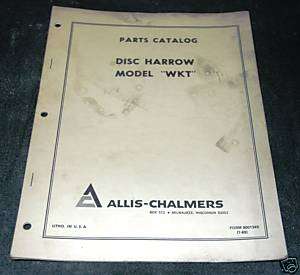 Allis Chalmers Disc Harrow Model WKT Parts Catalog  