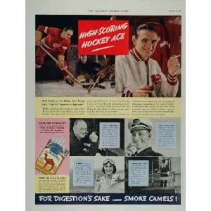 1937 Ad Camel Cigarettes Herb Lewis Hockey Game Stick   Original Print 
