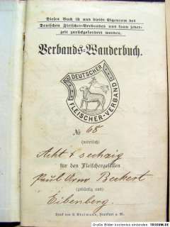 Wanderbuch Fleischergeselle Arbeitsbuch Metzger 1911 Fleischer 