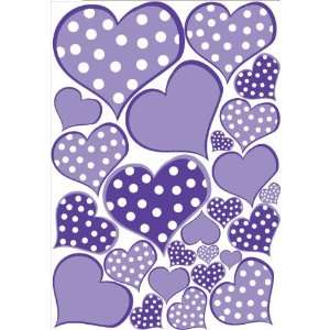  Purple Pastel Polka Dot Heart Wall Decals Stickers Baby