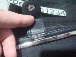 Authentic Chanel CC Logo Black Lambskin Leather Wallet Clutch Small 