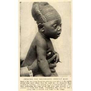  Baby Congo Mangbetu Skull Shaping   Original Halftone Print Home