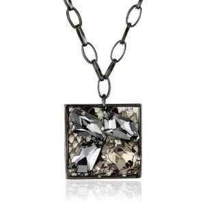   TED ROSSI Urban Warrior Python Square Gem Pendant Necklace Jewelry