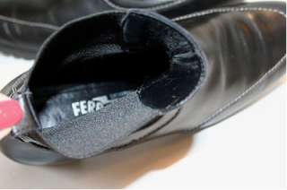   FERRAGAMO Chelsea Black Leather Ankle Boots 8.5 B Italy EUC  